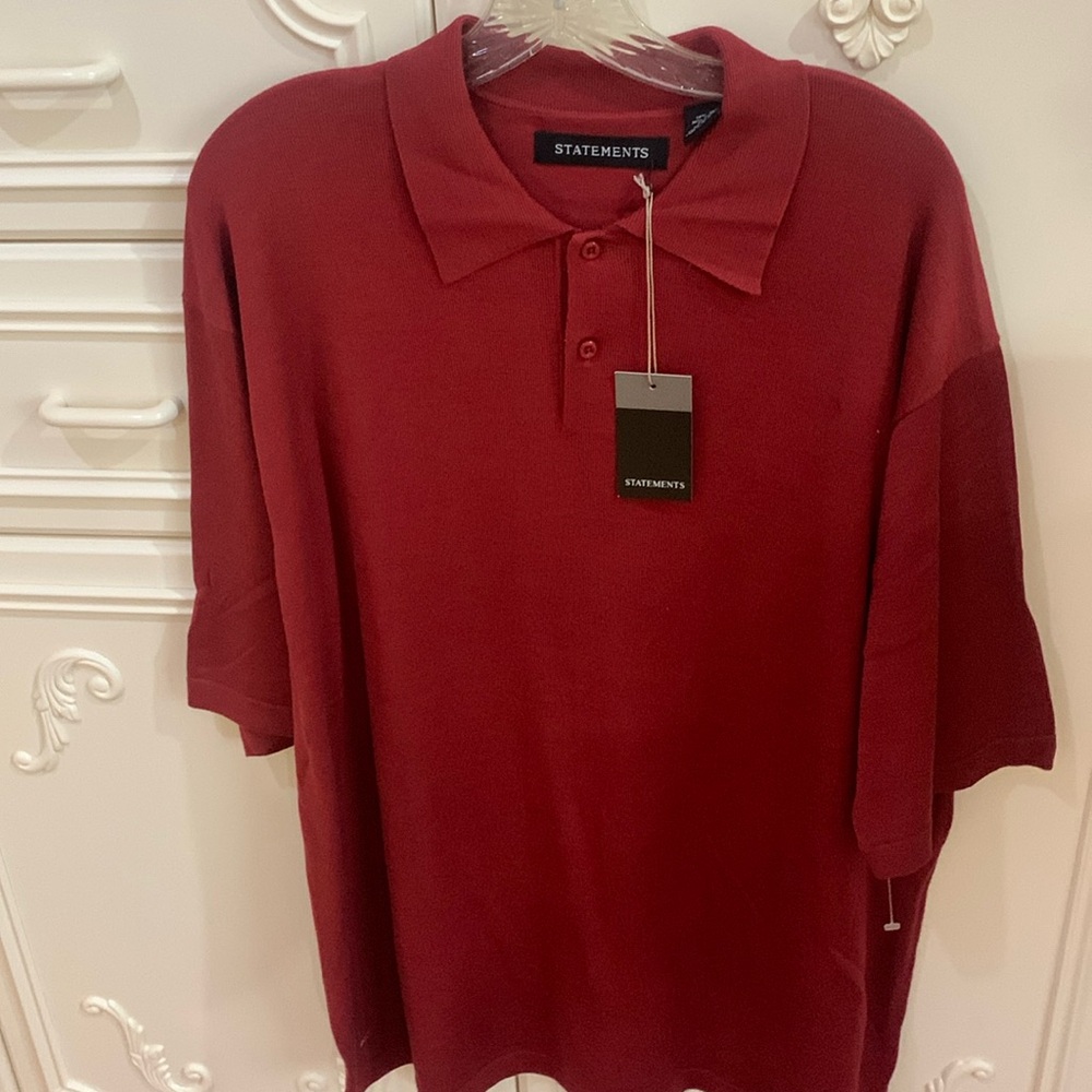 Statements men’s silk & cotton blend short sleeve polo shirt Sz XL NWT